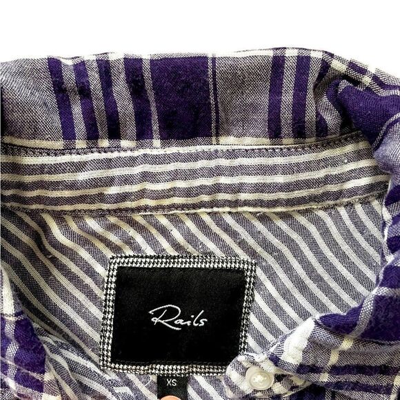 RAILS Plaid Button Down Shirt Purple / White Size XS - Picture 5 of 5